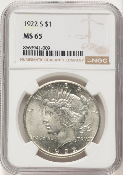 1922-S Peace Dollar NGC MS65