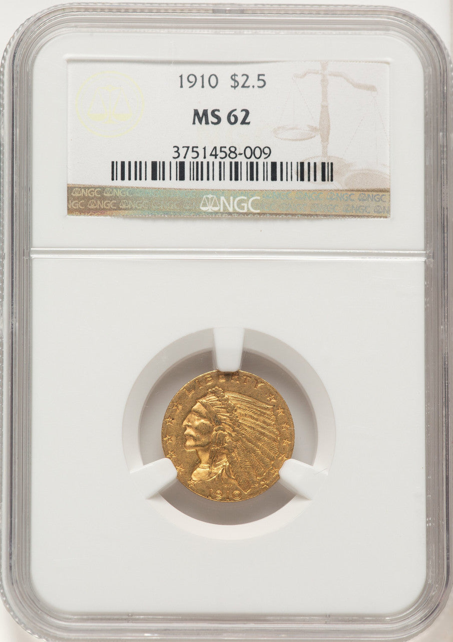 1910 $2.50 Indian Quarter Eagle NGC MS62 (785074001)