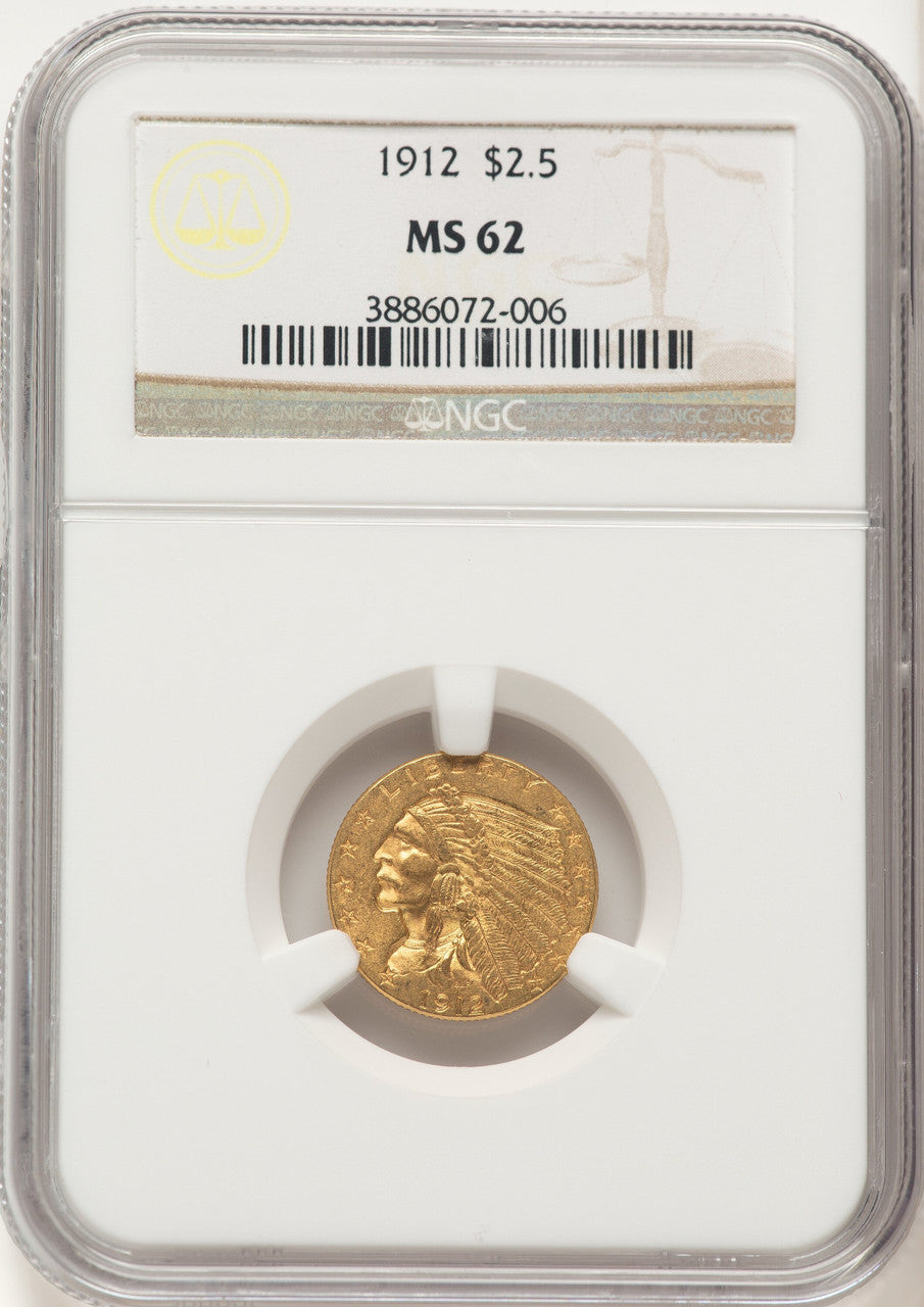 1912 $2.50 Indian Quarter Eagle NGC MS62 (785074002)