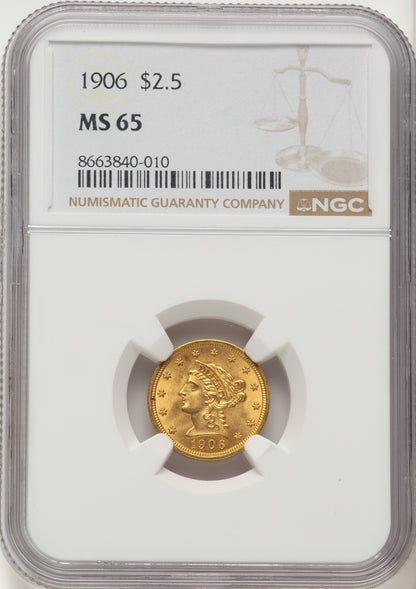 1906 $2.50 Liberty Quarter Eagle NGC MS65