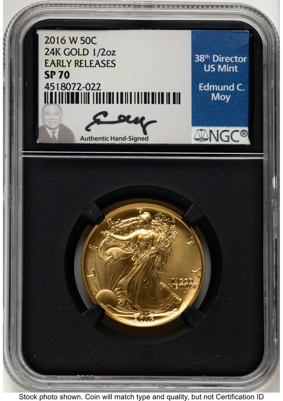 2016-W 50C Walking Liberty 100th Anniversary Gold Centennial ER NGC MS70 Ed Moy