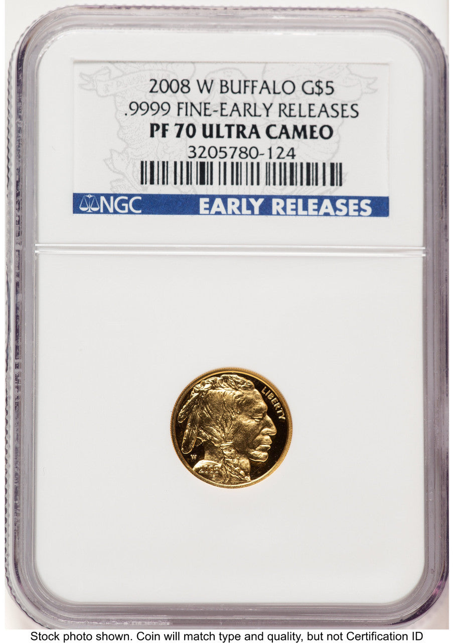 2008-W Proof Gold Buffalo 1/10 oz ER Blue NGC PF70