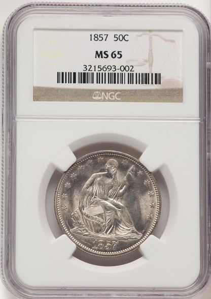 1857 50C WB-11 Seated Half Dollar NGC MS65