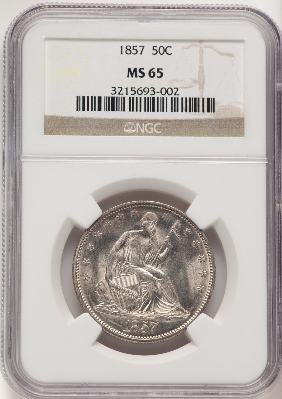 1857 50C WB-11 Seated Half Dollar NGC MS65