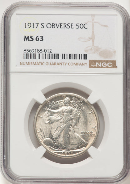 1917-S 50C OBVERSE Walking Liberty Half Dollar NGC MS63