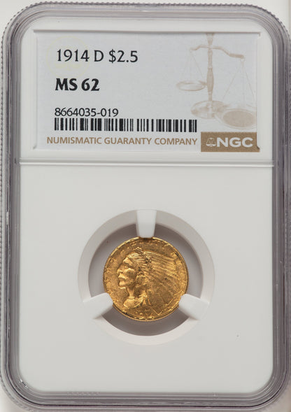 1914-D $2.50 Indian Quarter Eagle NGC MS62