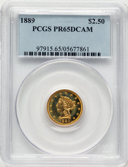 1889 $2.50 Proof Liberty Quarter Eagle PCGS PR65