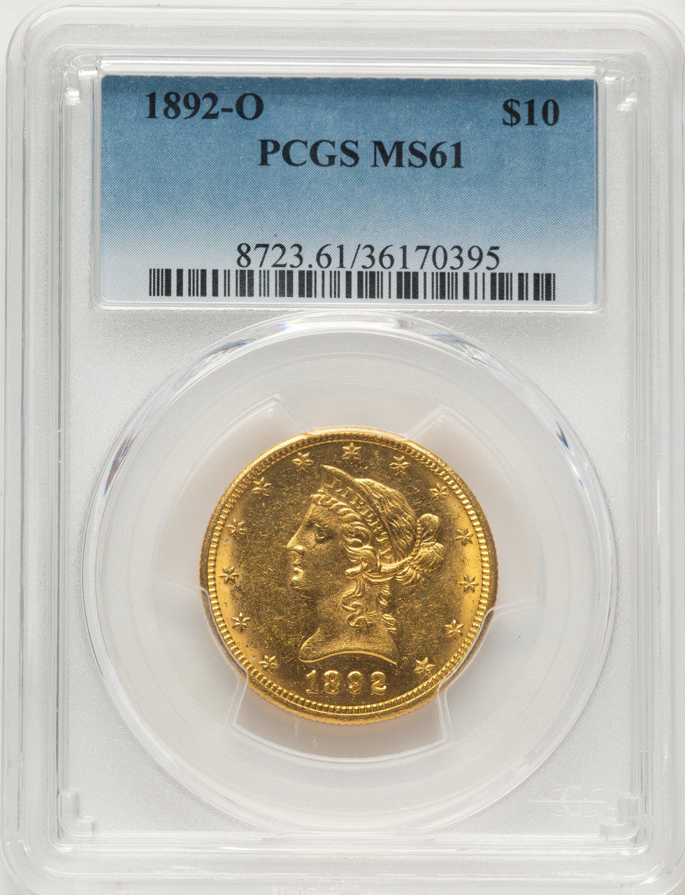 1892-O $10 Blue Gradient Liberty Eagle PCGS MS61