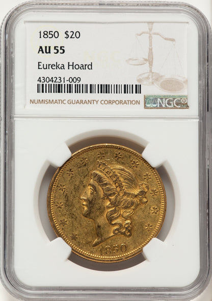 1850 $20 Liberty Double Eagle NGC AU55