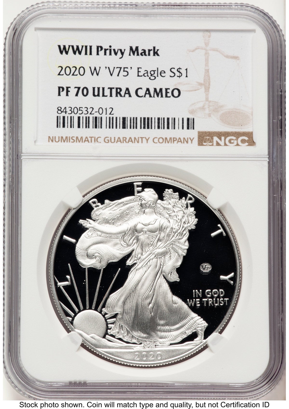 2020-W Proof Silver Eagle V75 Privy 1 oz Brown Label NGC PF70