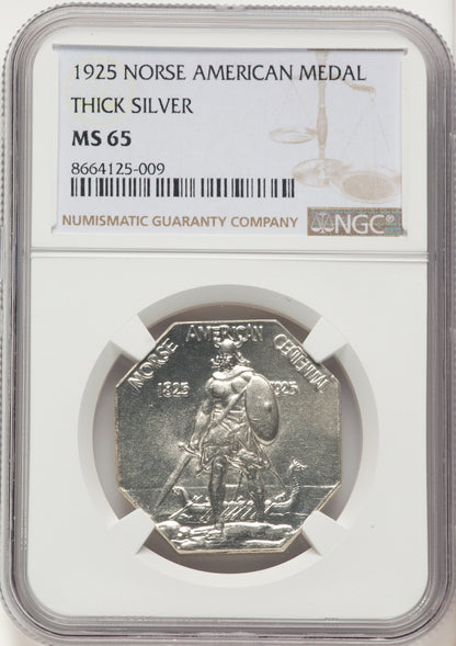 1925 Medal Norse Thick Planchet Commemorative Silver NGC MS65