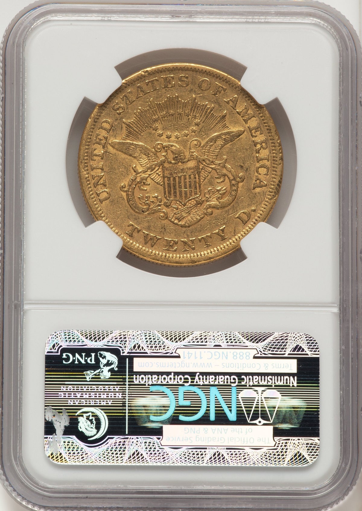 1852 $20 FS-301 Brown Label Liberty Double Eagle NGC XF45