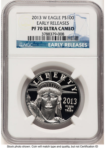 2013-W Proof Platinum Eagle 1 oz ER Blue NGC PF70