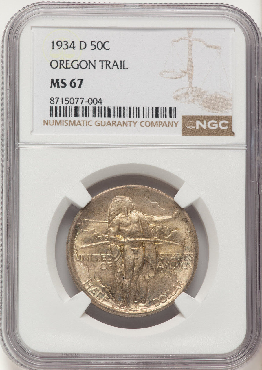 1934-D 50C Oregon Commemorative Silver NGC MS67