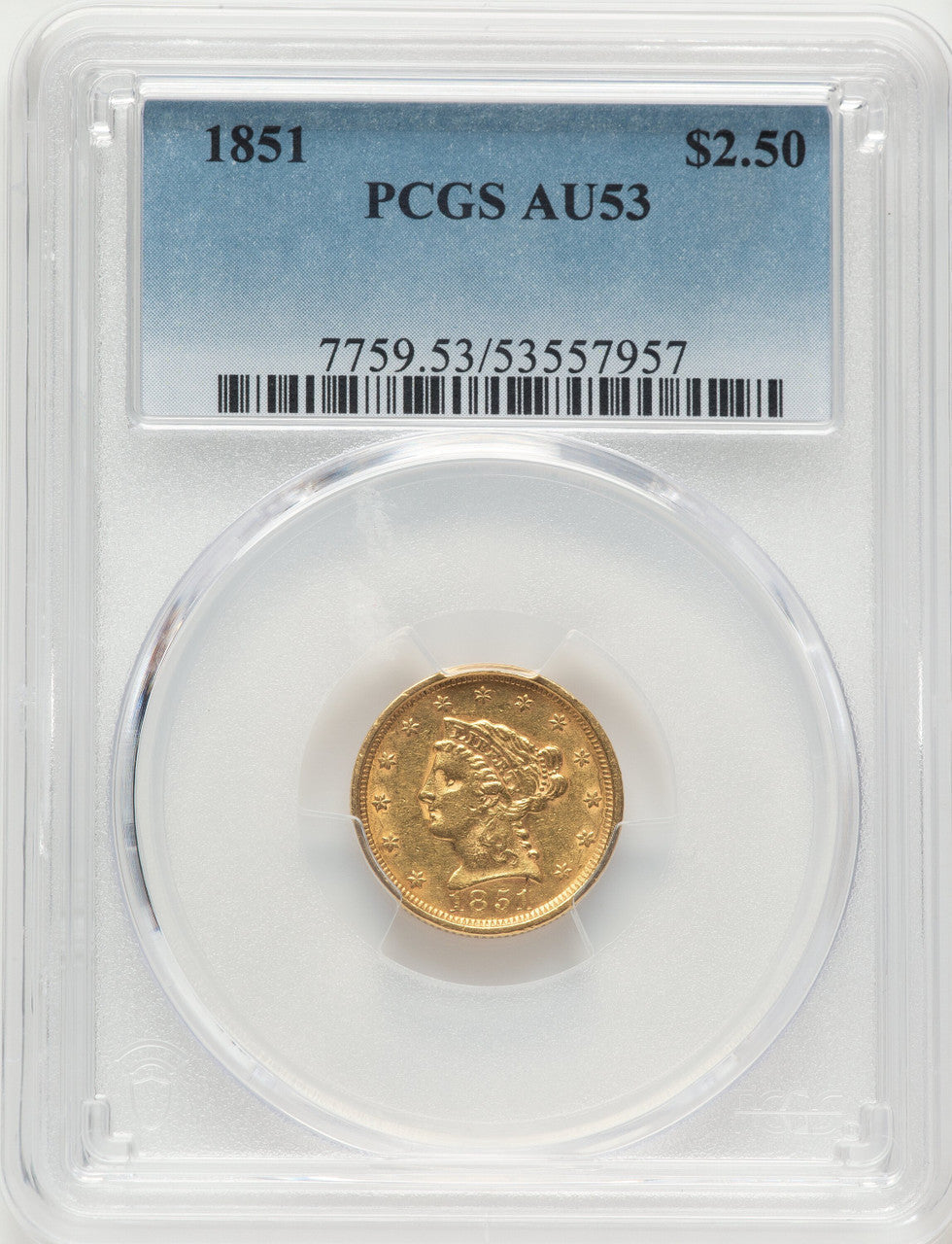 1851 $2.50 Liberty Quarter Eagle PCGS AU53