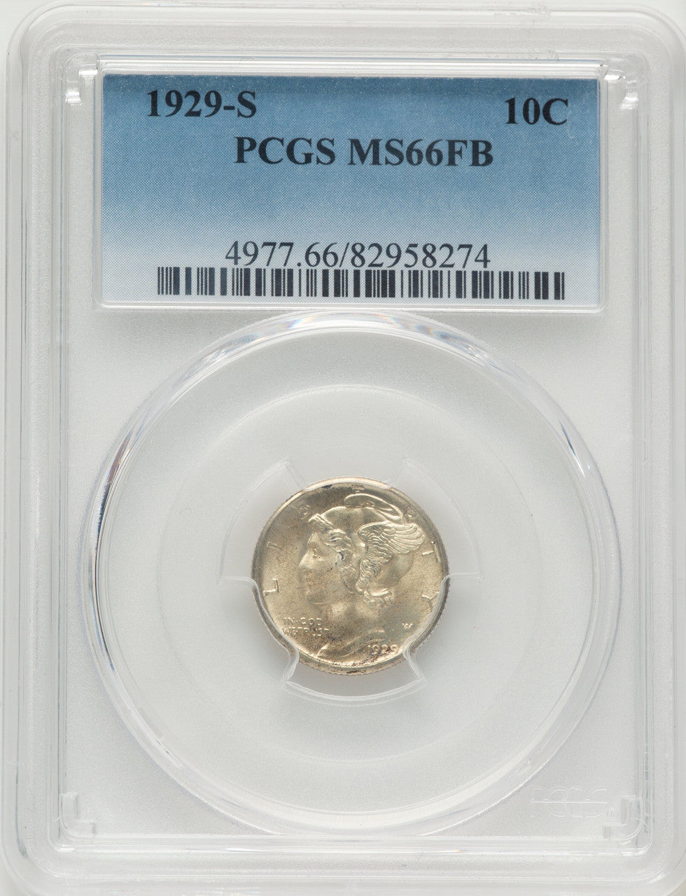 1929-S 10C FB Mercury Dime PCGS MS66