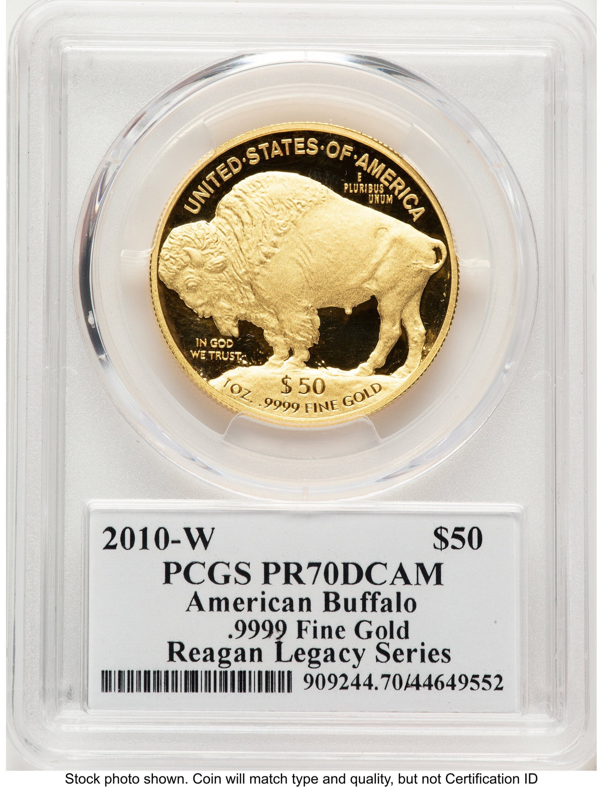 2010-W Proof Gold Buffalo 1 oz Reagan Legacy Series Michael Reagan Picture PCGS PR70