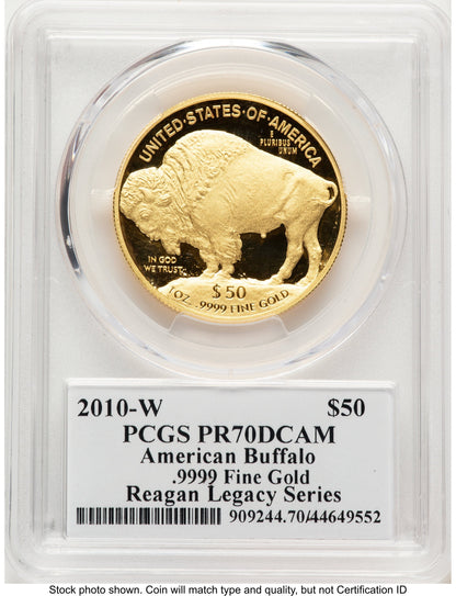 2010-W Proof Gold Buffalo 1 oz Reagan Legacy Series Michael Reagan Picture PCGS PR70