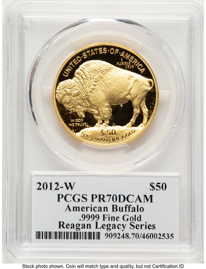 2012-W Proof Gold Buffalo 1 oz Reagan Legacy Series Michael Reagan Picture PCGS PR70