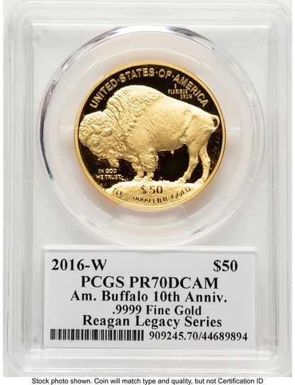 2016-W Proof Gold Buffalo 1 oz Reagan Legacy Series Michael Reagan Picture PCGS PR70