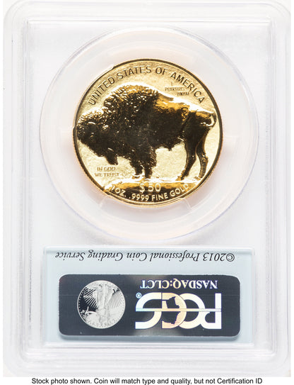 2013-W Reverse Proof Gold Buffalo 1 oz Black Diamond Bison Label PCGS PR70