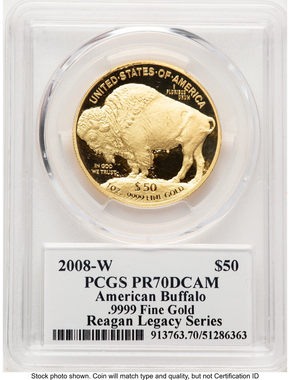 2008-W Proof Gold Buffalo 1 oz Reagan Legacy Series Michael Reagan Picture PCGS PR70