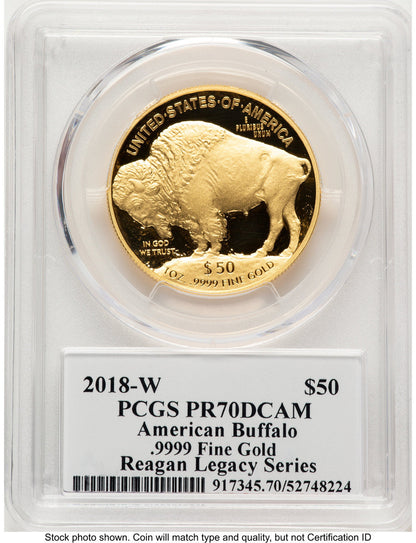 2018-W Proof Gold Buffalo 1 oz Reagan Legacy Series Michael Reagan Picture PCGS PR70