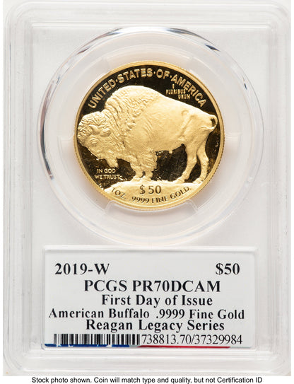 2019-W Proof Gold Buffalo 1 oz FDI Reagan Legacy Series Michael Reagan Picture PCGS PR70