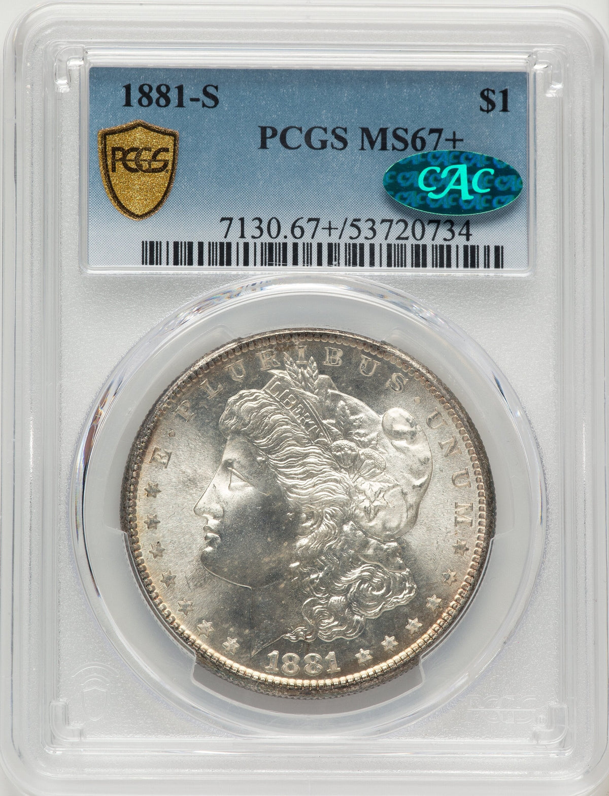 1881-S CAC Morgan Dollar PCGS MS67+