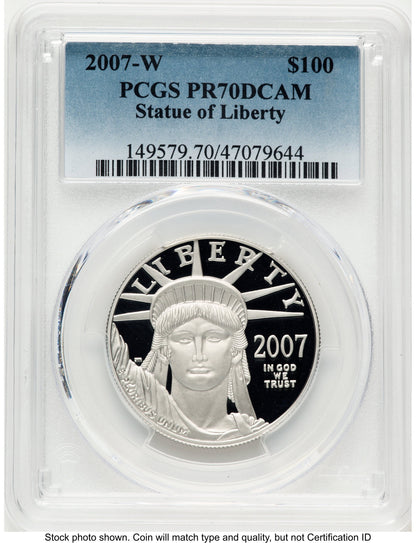 2007-W Proof Platinum Eagle 1 oz Blue Gradient PCGS PR70
