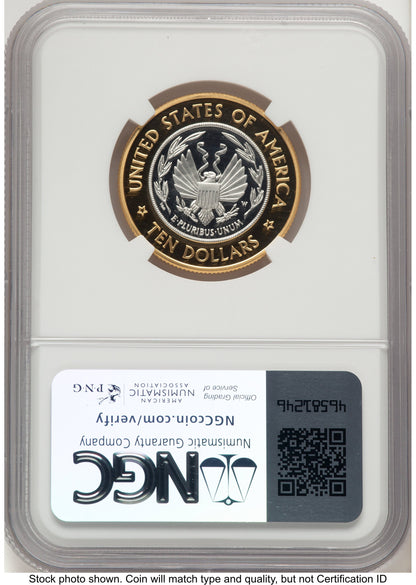 2000-W $10 Library of Congress Bi-Metallic Gold 0.2509 oz and Platinum 0.2509 oz Don Everhart Modern Issues NGC PF70