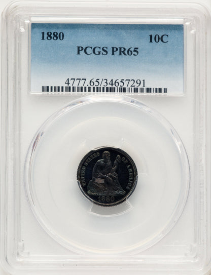 1880 10C Proof Seated Dime PCGS PR65