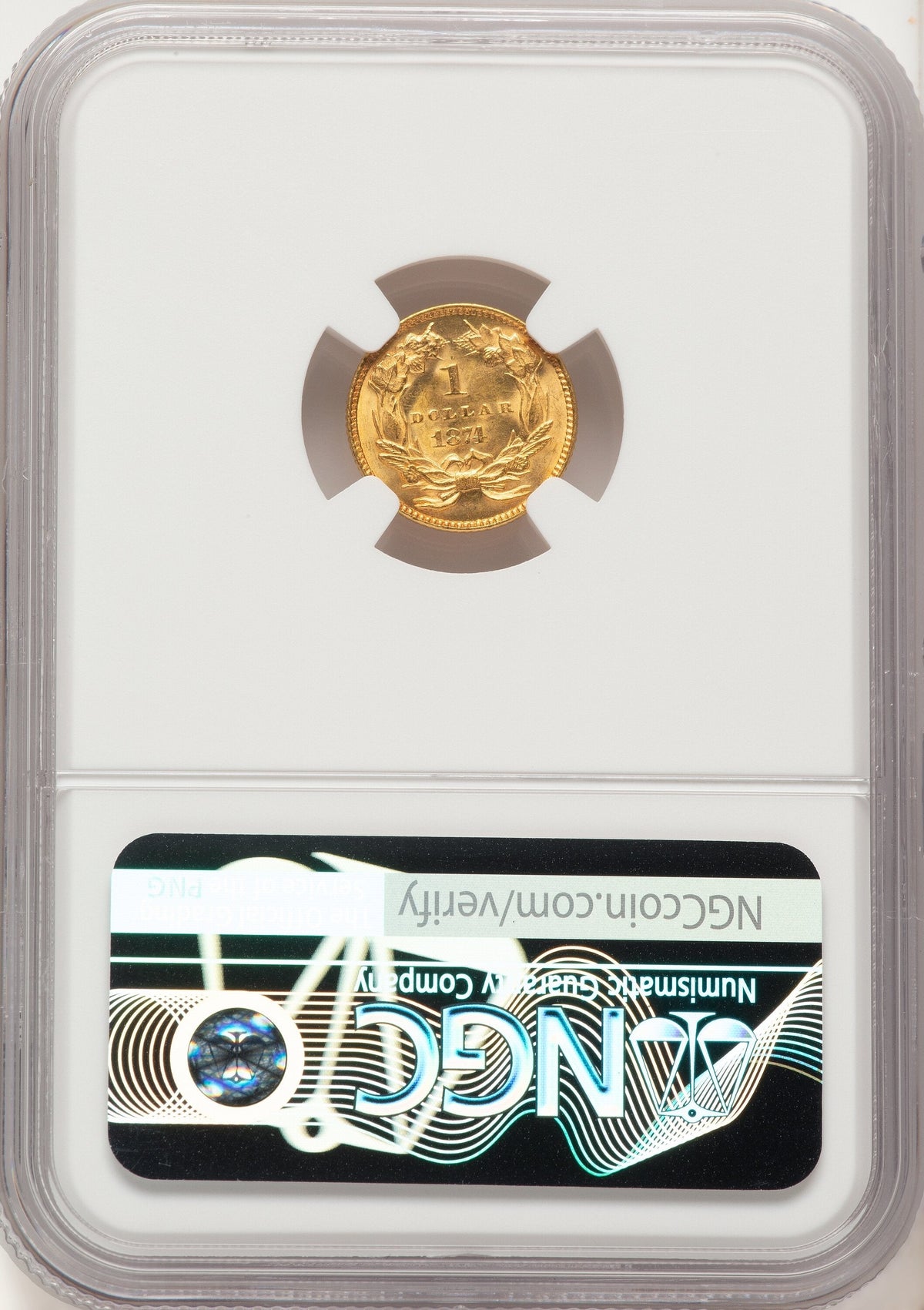 1874 G$1 Gold Dollar NGC MS65