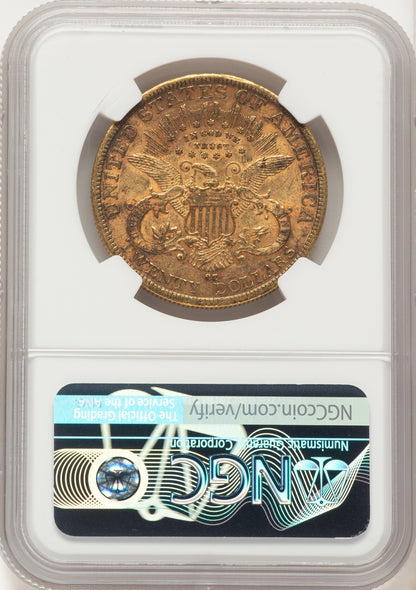 1884-CC $20 Brown Label Liberty Double Eagle NGC AU53