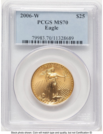 2006-W Burnished Gold Eagle 1/2 oz Blue Label PCGS MS70