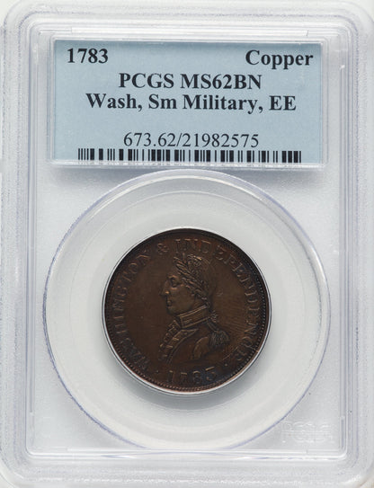 1783 Washington & Independence Cent Small Military Bust Engrailed Edge BN Colonials PCGS MS62