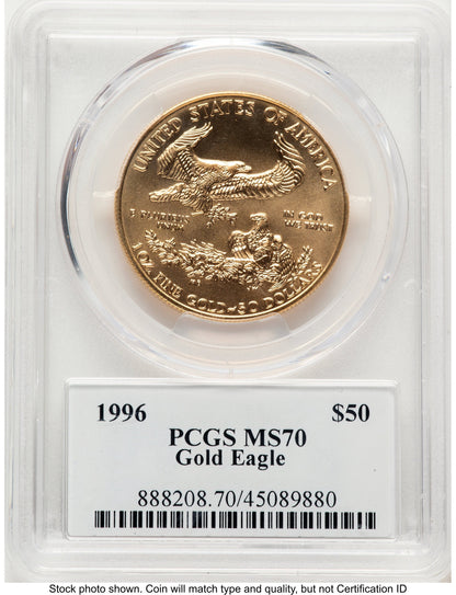 1996 Gold Eagle 1 oz John PCGS MS70 Mercanti