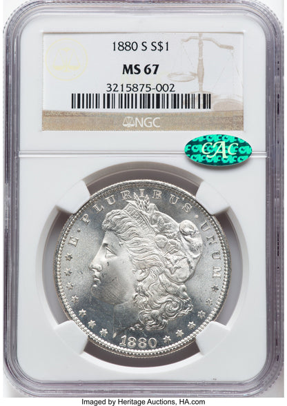 1880-S CAC Morgan Dollar NGC MS67
