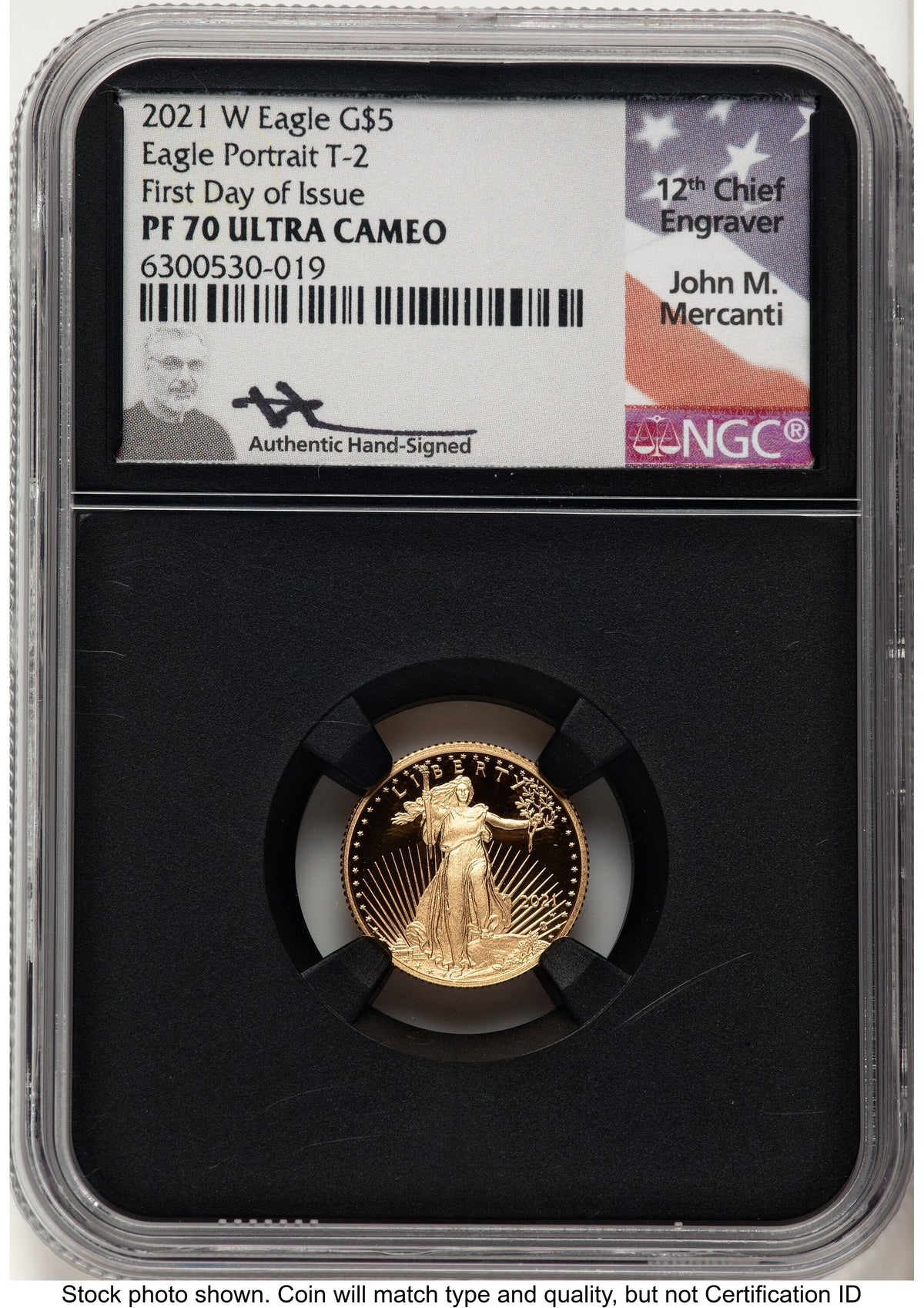 2021-W Type 2 Proof Gold Eagle 1/10 oz FDI John NGC PF70 Mercanti