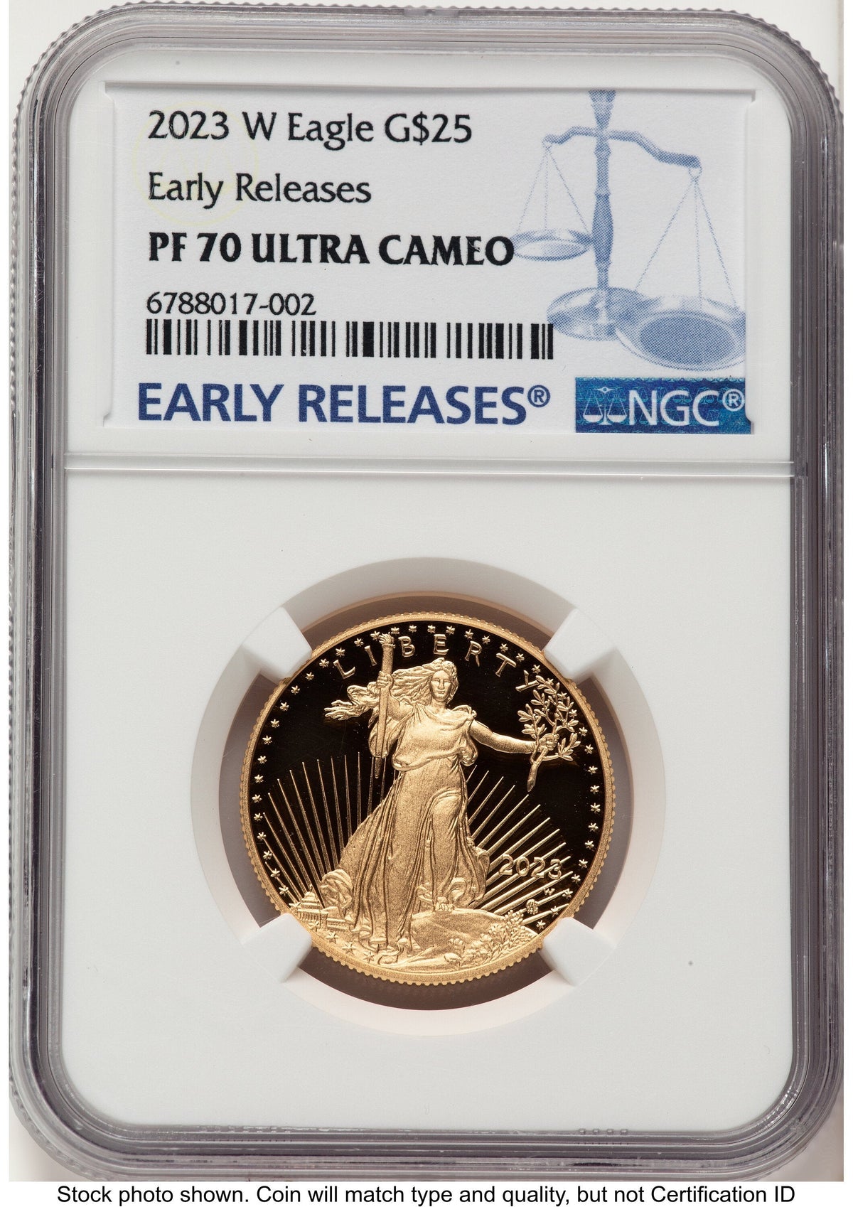 2023-W Proof Gold Eagle 1/2 oz ER Blue NGC PF70