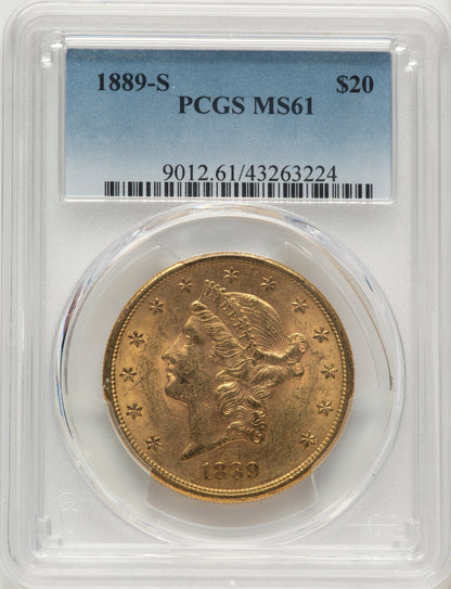 1889-S $20 Blue Gradient Liberty Double Eagle PCGS MS61