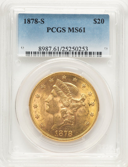 1878-S $20 Blue Gradient Liberty Double Eagle PCGS MS61