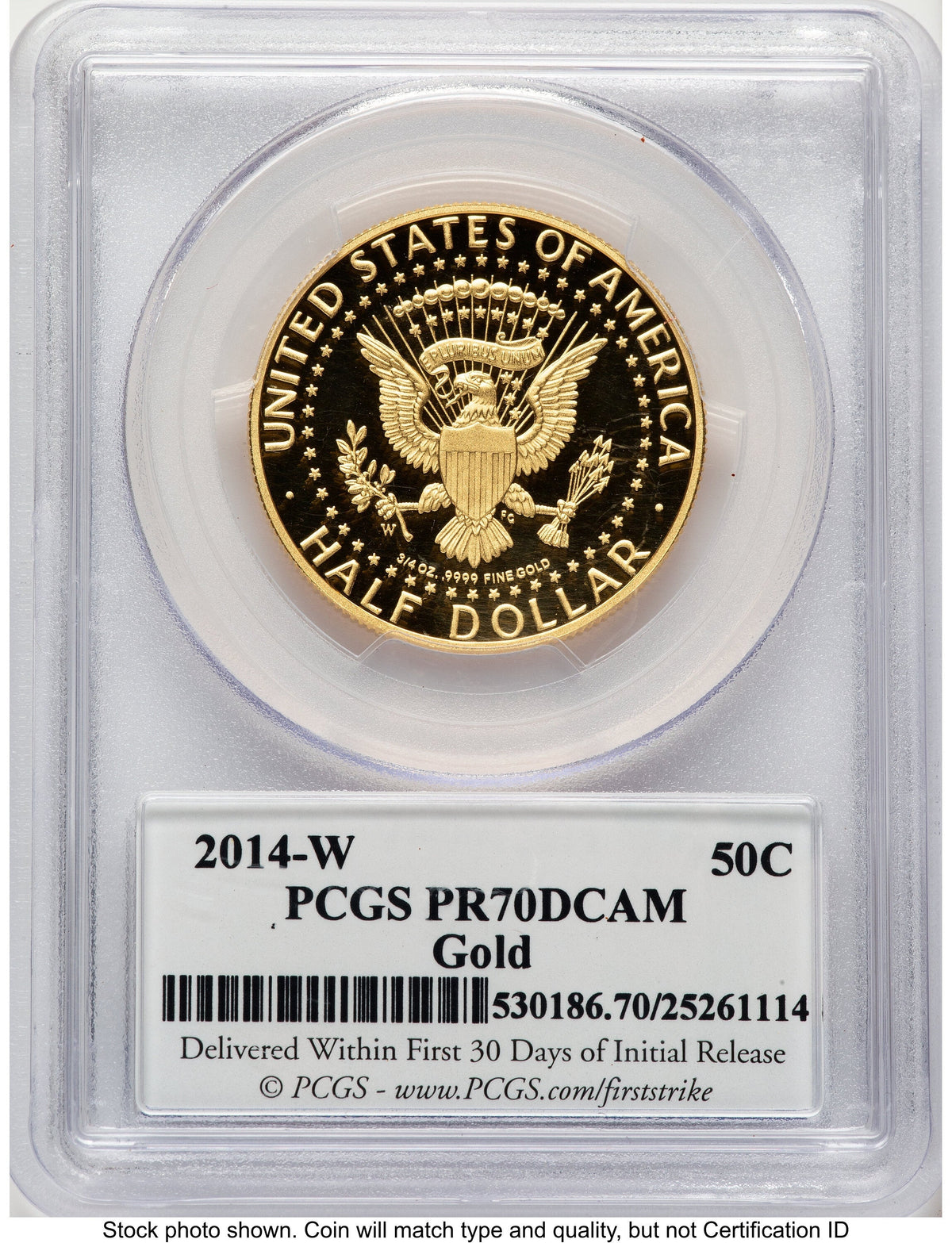 2014-W 50C Gold JFK 50th Anniversary FS JFK Flag Chicago August 2014 Proof Kennedy Half Dollar PCGS PR70