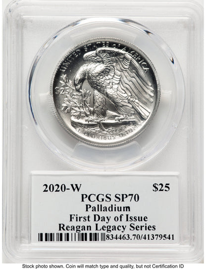 2020-W Palladium Eagle 1 oz Burnished FDI Reagan Legacy Series Michael Reagan PCGS MS70