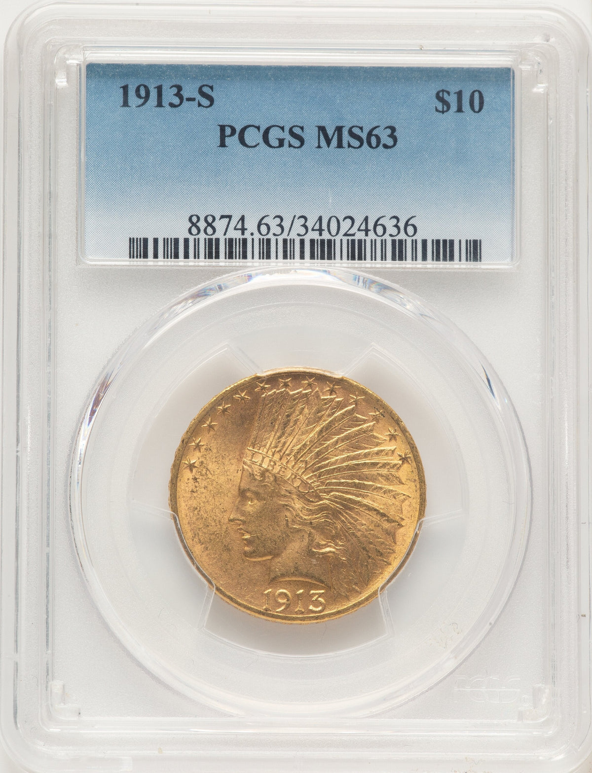 1913-S $10 Indian Eagle PCGS MS63
