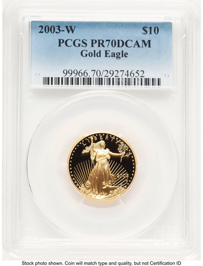 2003-W Proof Gold Eagle 1/4 oz Blue Gradient PCGS PR70