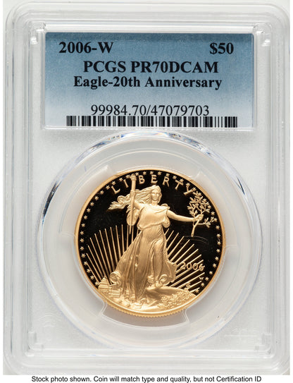 2006-W Proof Gold Eagle 1 oz Blue Gradient PCGS PR70