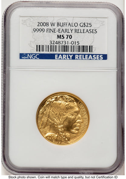 2008-W Burnished Gold Buffalo 1/2 oz ER Blue NGC MS70