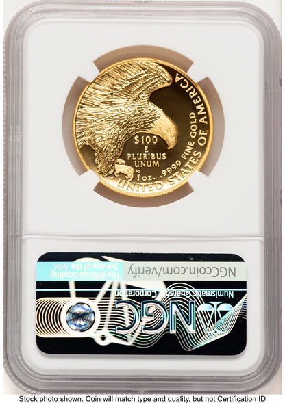 2019-W G$100 American Liberty High Relief Enhanced 2021 West Point Mint Hoard Bunting Flag NGC MS70