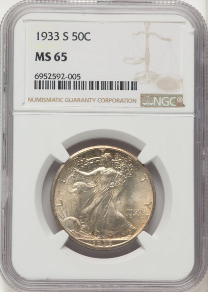 1933-S 50C Walking Liberty Half Dollar NGC MS65